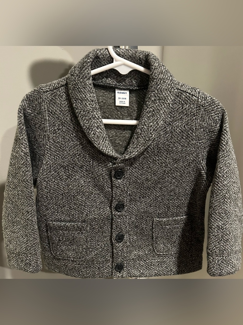 Old Navy children’s Peacoat- Collar Button-Up Cardigan Jacket - Gray